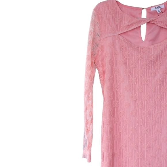 NWT BB Dakota Steve Madden Twist Neckline Lace Amici Dress Coral Sz L Bodycon - Picture 8 of 13